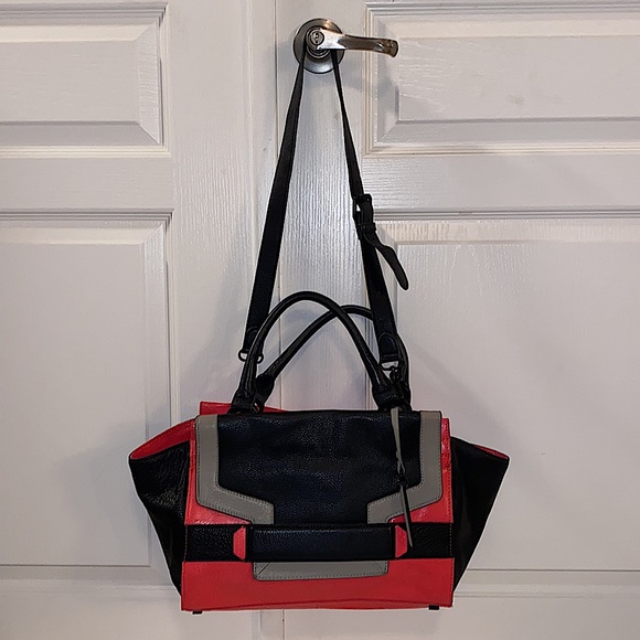 Vince Camuto Leather Colorblock Satchel - Picture 5 of 8